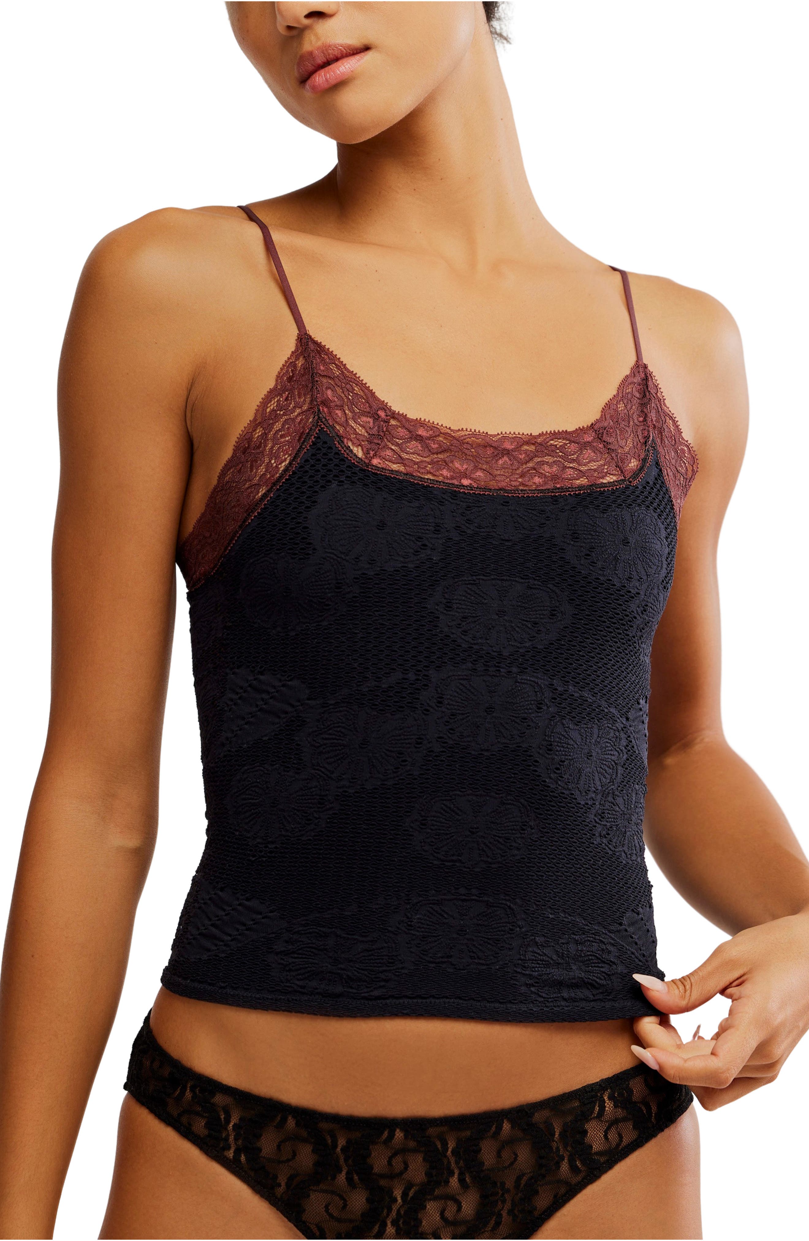 Free People Jules Lace Trim Seamless Crop Camisole