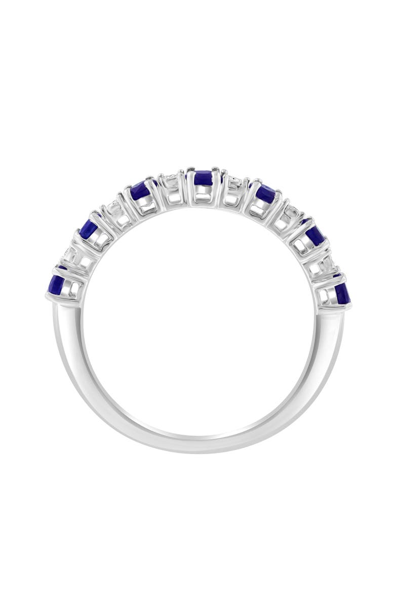 Sapphire & Diamond Sterling Silver Band Ring, Alternate, color, BLUE