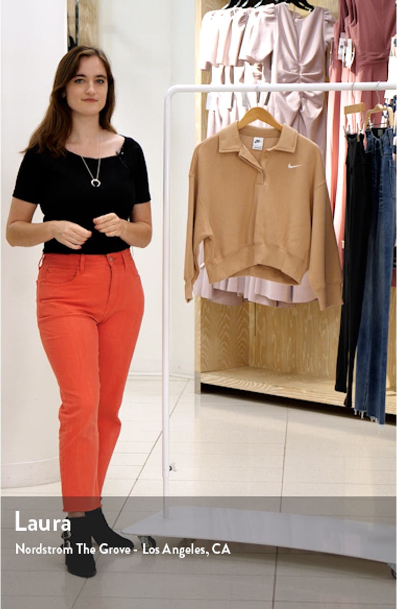 Phoenix Fleece Three-Quarter Sleeve Crop Polo Sweatshirt, sales video thumbnail