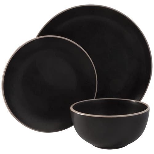 Gibson Home Rockaway 12 Piece Stoneware Dinnerware Set In Black