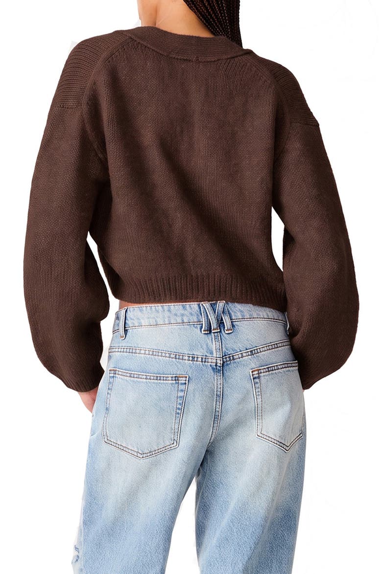 Mica Cropped Cardigan, Alternate, color, DARK ESPRESSO