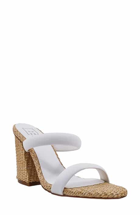 SHUSHOP Gardenia Wicker Block Heel Slide Sandal