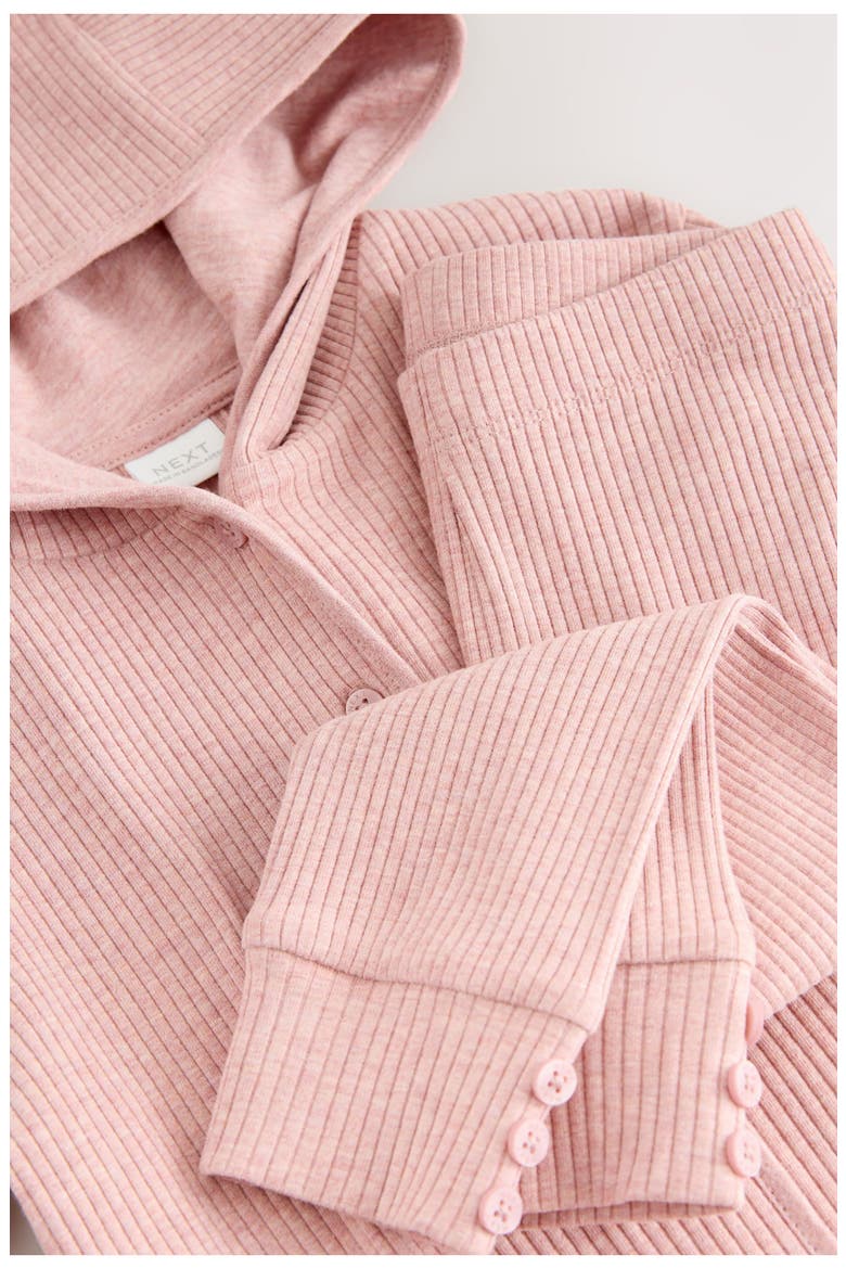 Kids' Cotton Rib Button-Up Hoodie & Leggings Set, Alternate, color, PINK