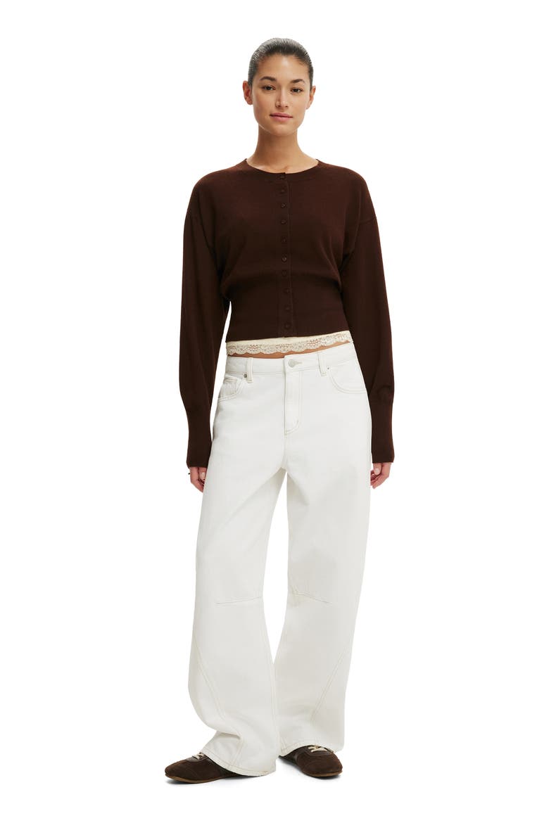 Women's Sara Button Cardigan, Alternate, color, Dark Oak