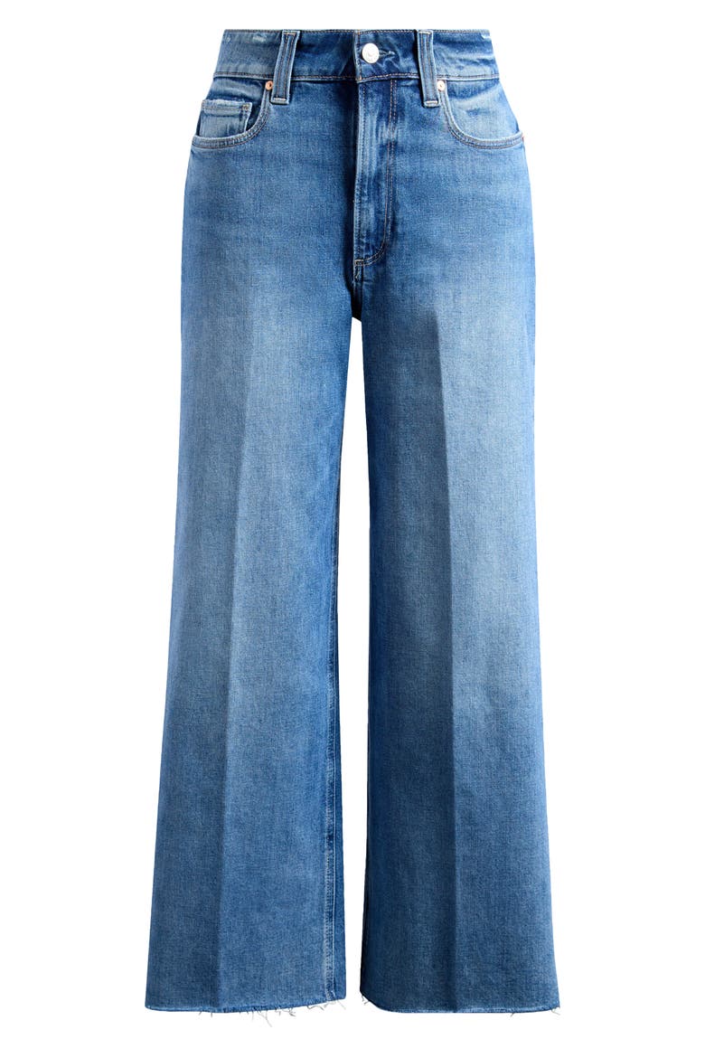 Anessa High Waist Raw Hem Ankle Wide Leg Jeans, Alternate, color, POET