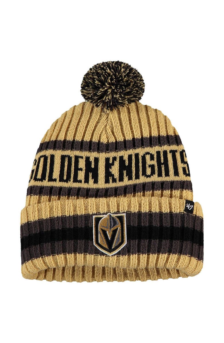 '47 Men's '47 Gold Vegas Golden Knights Bering Cuffed Knit Hat with Pom, Alternate, color, Gold