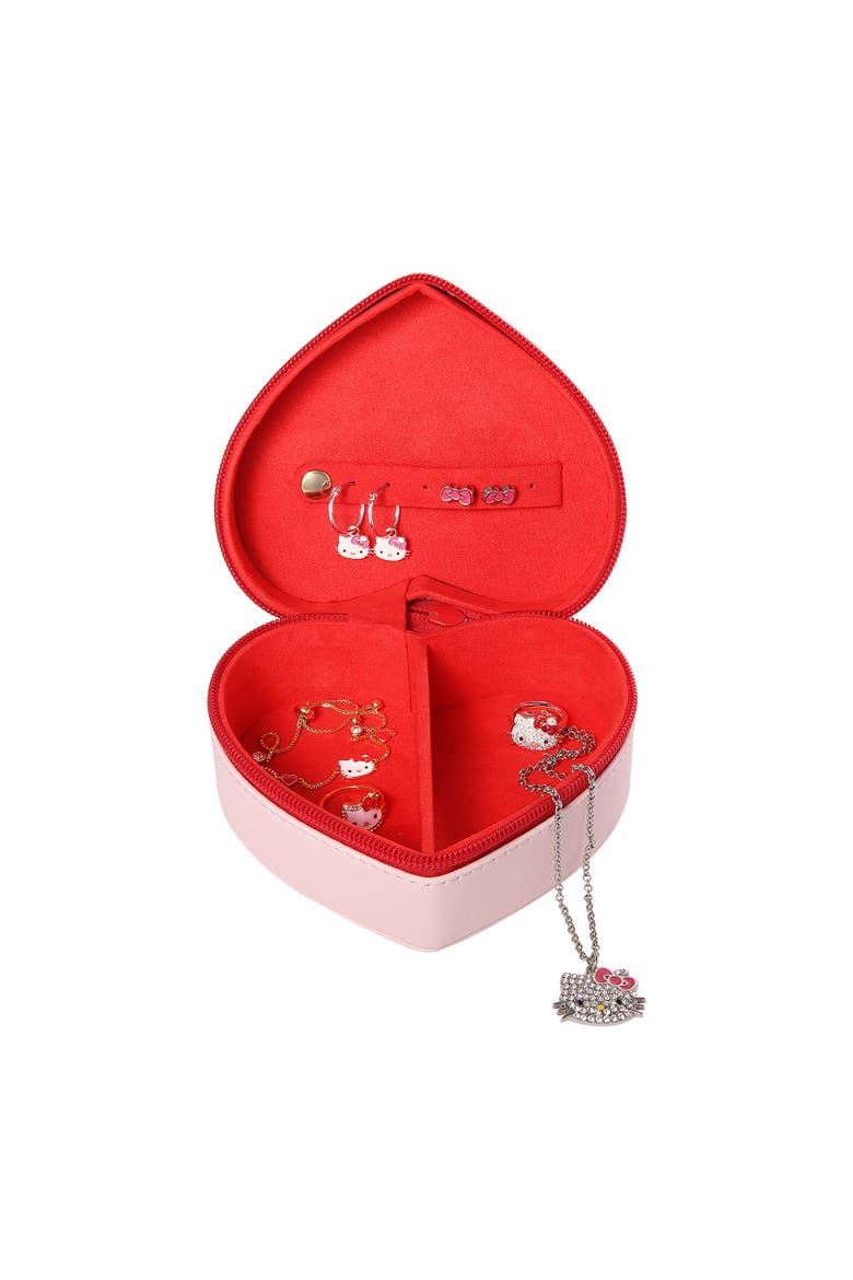 Heart Shaped Jewelry Travel Case, Alternate, color, Pink
