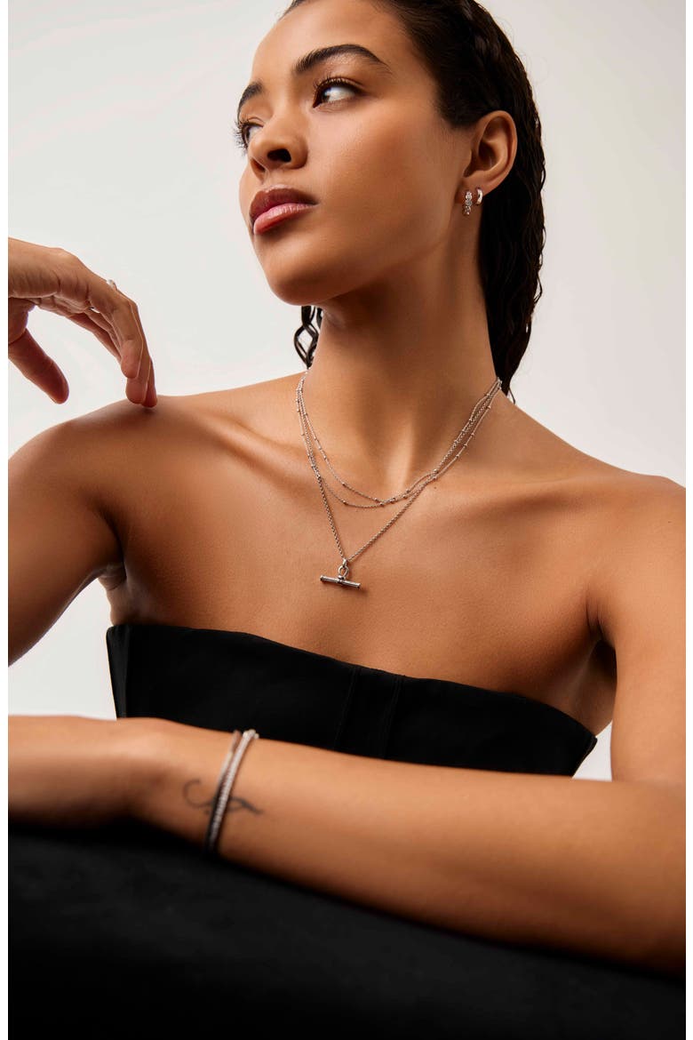 Ridge T-Bar Pendant Necklace, Alternate, color, SILVER
