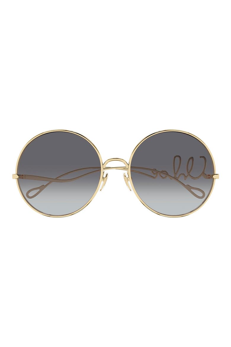 60mm Round Sunglasses, Main, color, GOLD/ GREY LENS