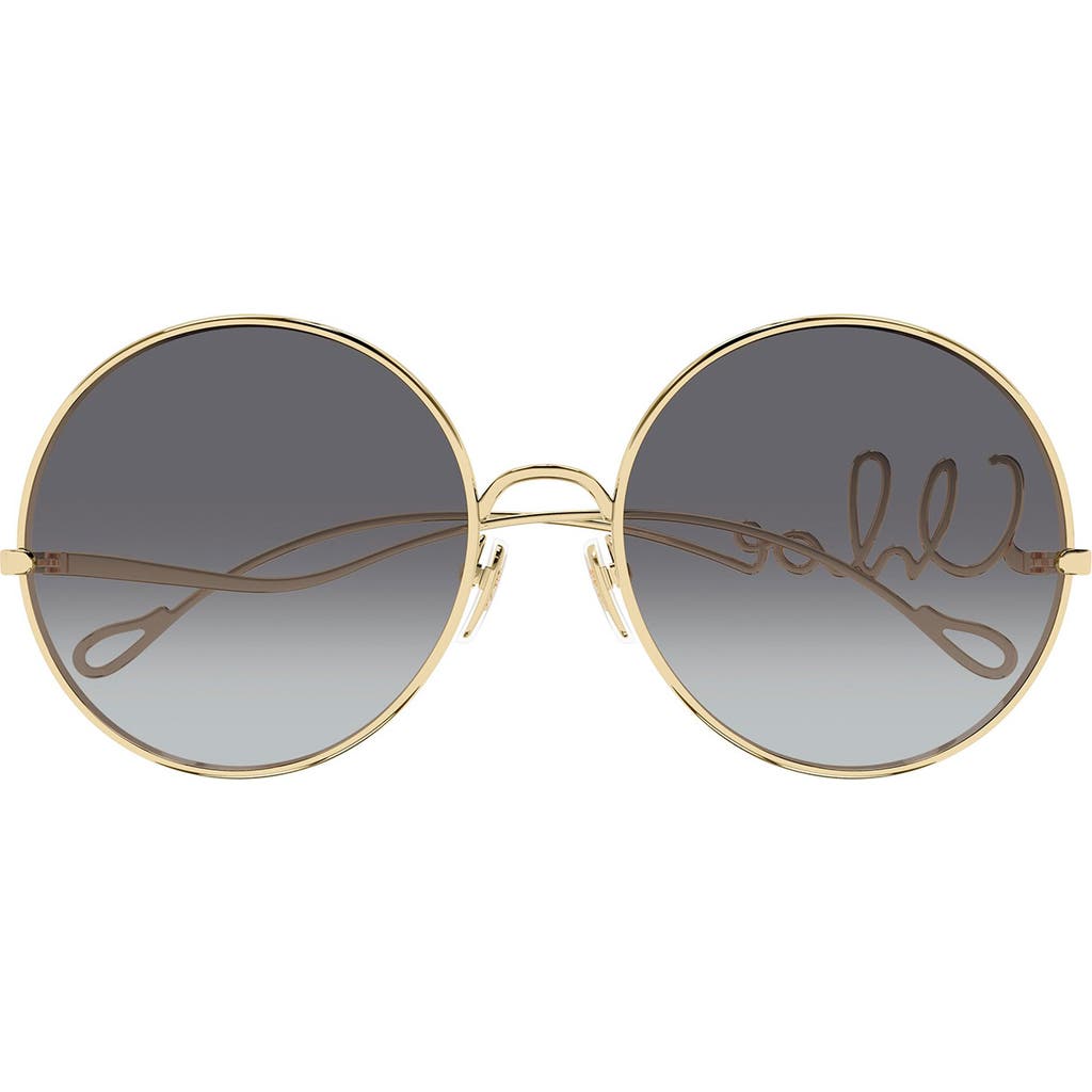 Chloé Gold-gold-grey Metal Sunglasses In Gray
