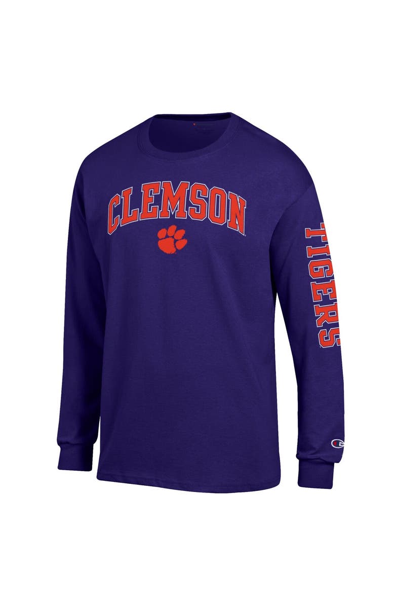 Champion Men's Champion Purple Clemson Tigers Arch Over Logo 2-Hit Long Sleeve T-Shirt, Alternate, color, Purple