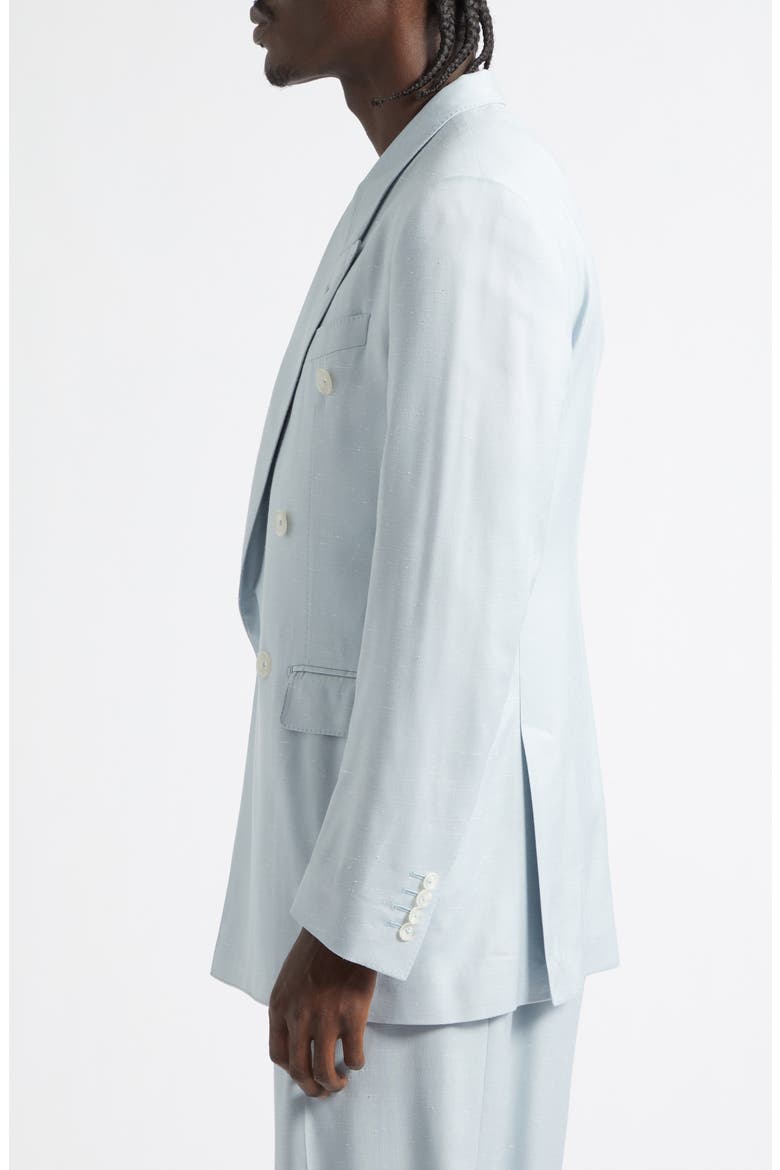Double Breasted Shantung Jacket, Alternate, color, B8966 AZZURRO POLVERE