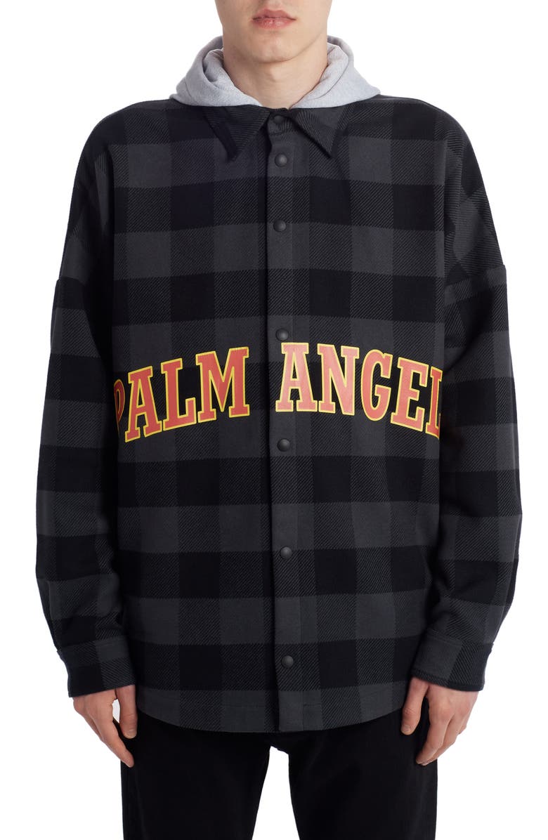 Palm Angels Hooded College Logo Shirt, Main, color,