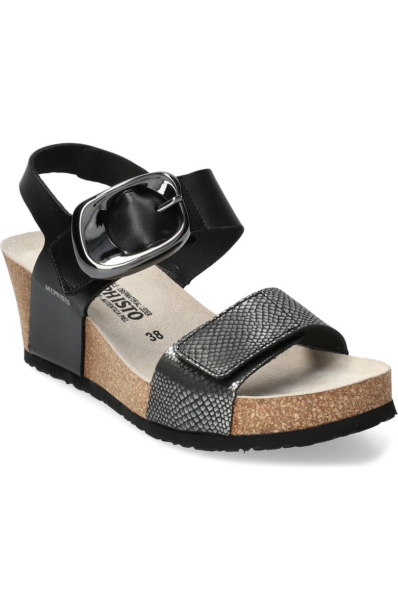 Mephisto Leandre Wedge Sandal, Main, color, Grey Havana
