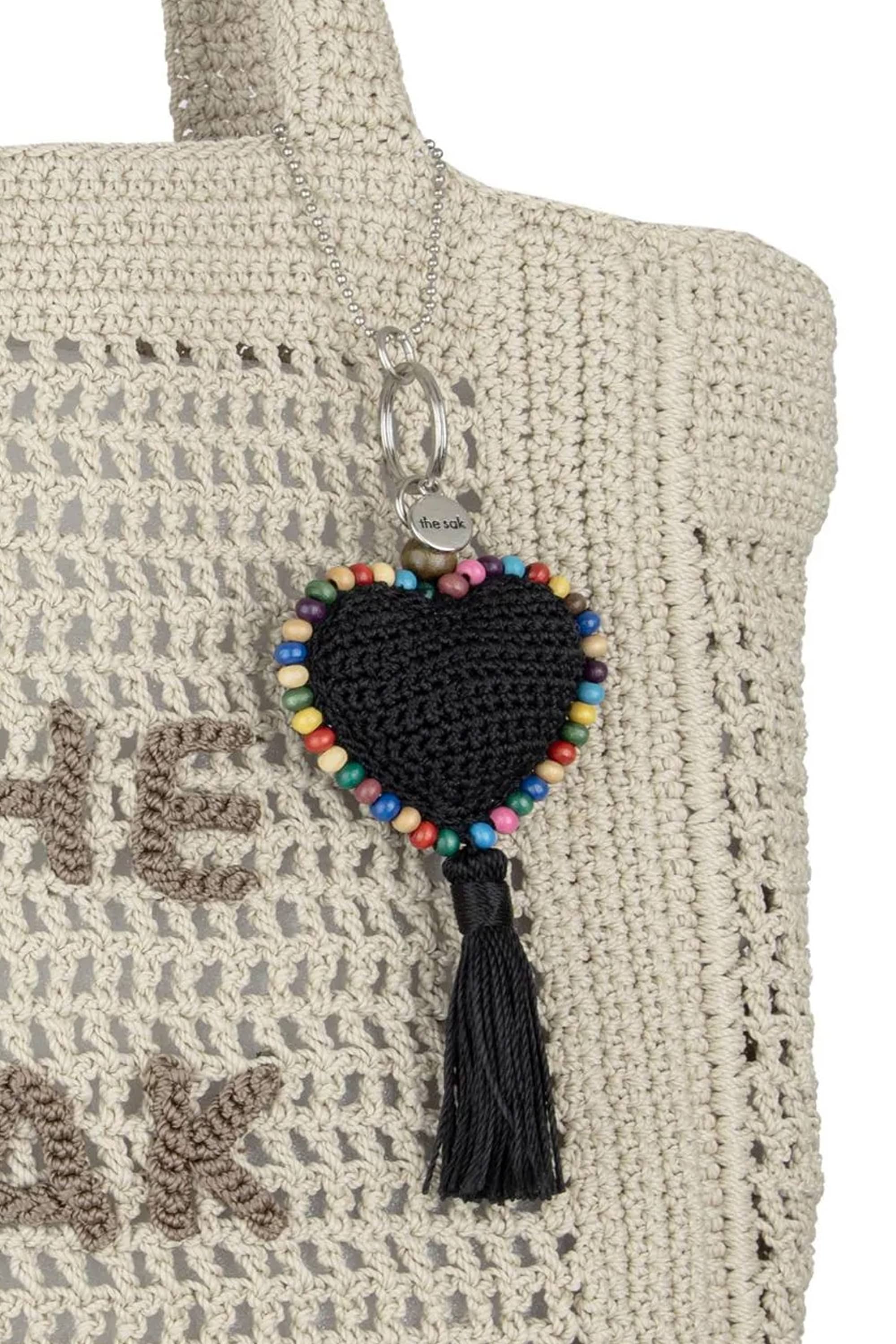 The Sak Yarnicharmz Crochet Heart Dangle, Alternate, color, Black