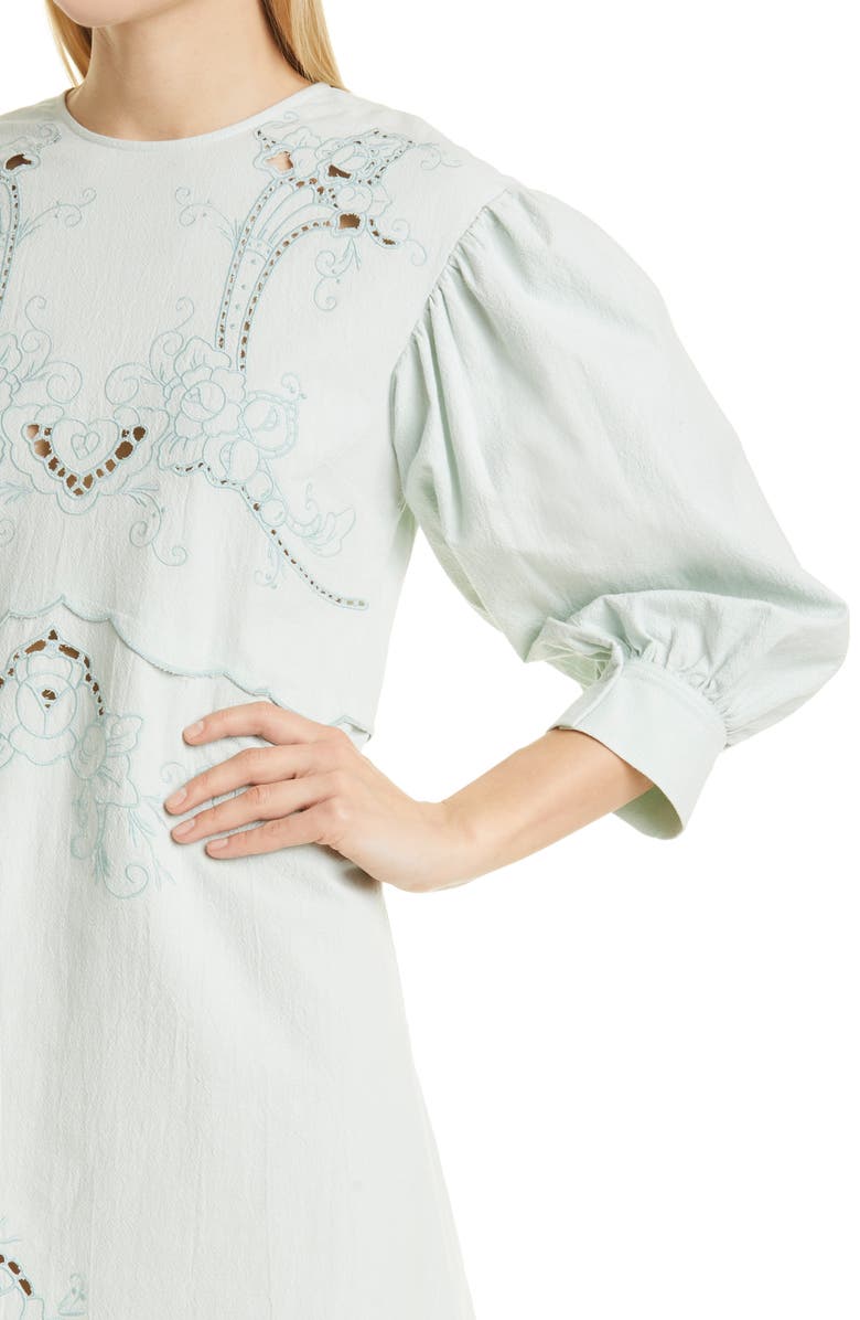 See by Chloé Embroidered Puff Sleeve Dress, Alternate, color, 