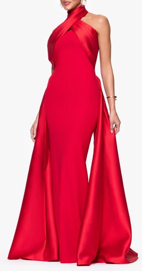 Twist Halter Neck Mikado Scuba Crepe Gown