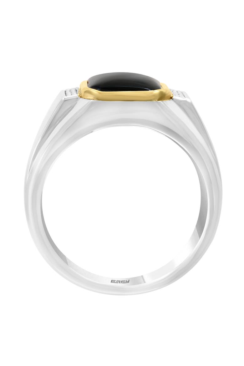 Men's Two-Tone Onyx & Diamond Ring, Alternate, color, BLACK