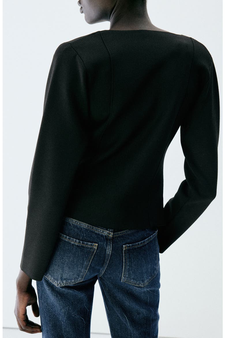 Apollo V-Neck Knit Jacket, Alternate, color, BLACK