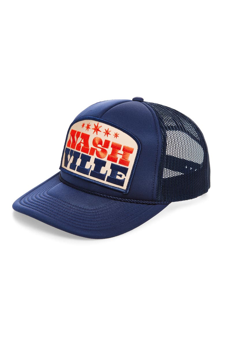 Nashville Patch Trucker Hat, Main, color, NAVY