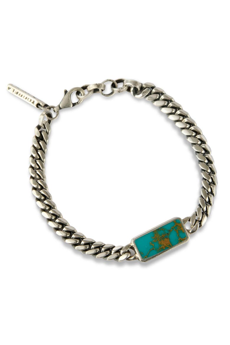 Cuban Turquoise Silver Bracelet, Main, color, Turquoise