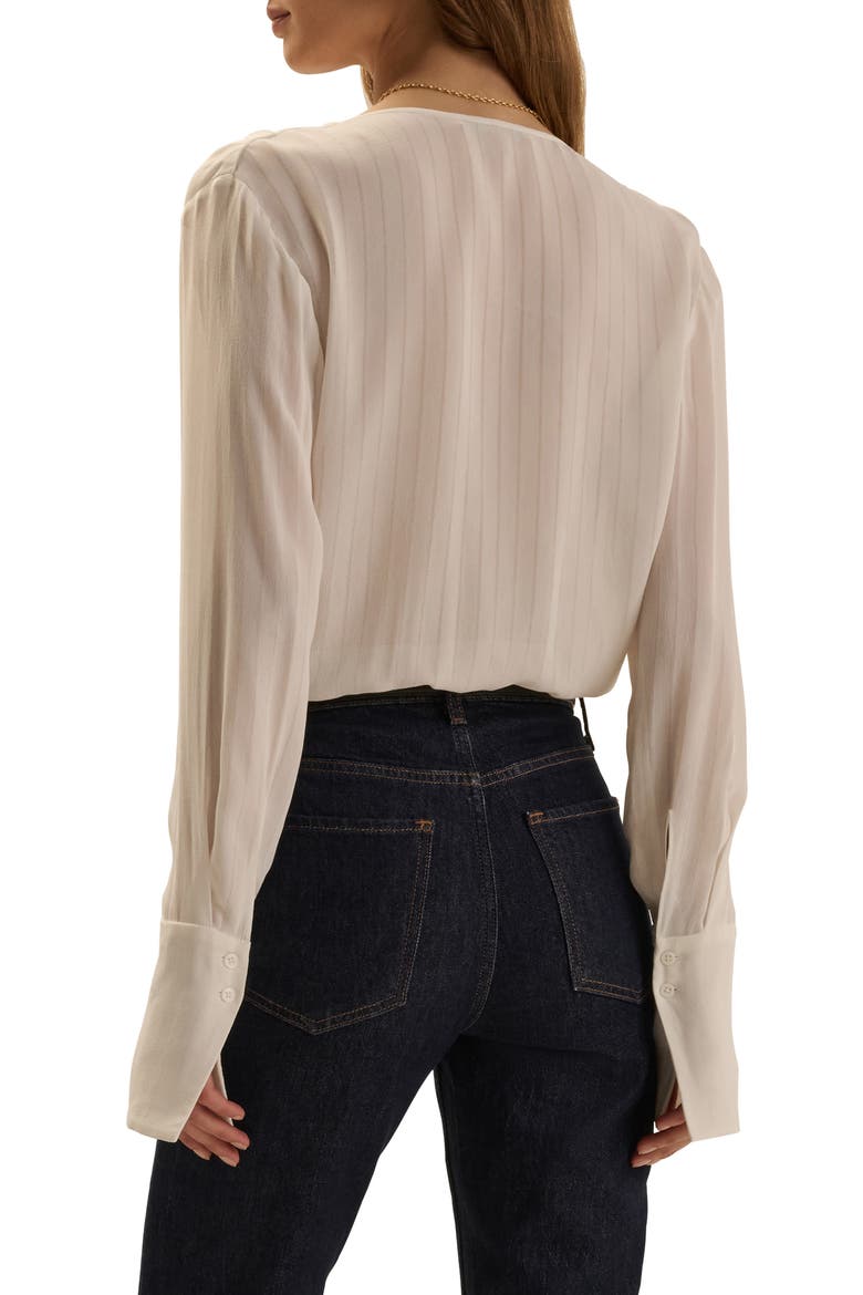 The Date Stripe Jacquard Bodysuit, Alternate, color, WHITE