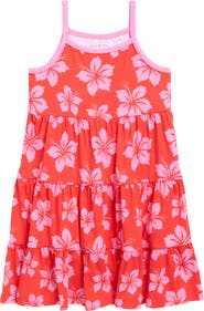 Coco Moon Kids' Hibiscus Punch Print Knit Sundress