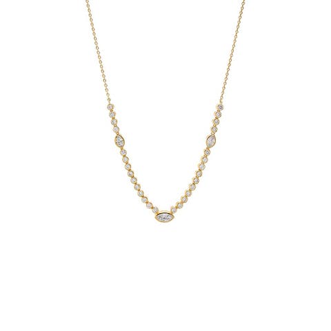 Lab Grown Diamond Bezel Marquise Center Tennis Necklace