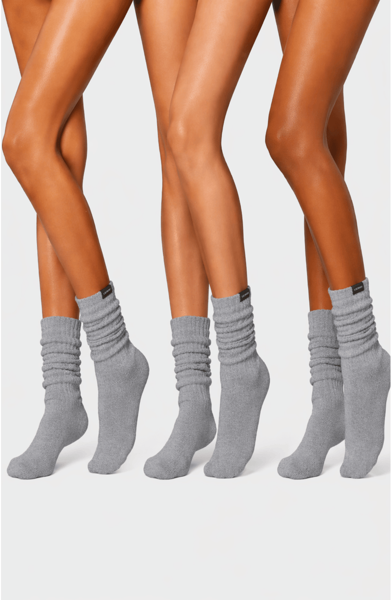 LECHERY<sup>®</sup> 3 Pairs of Scrunch Socks, Main, color, Grey