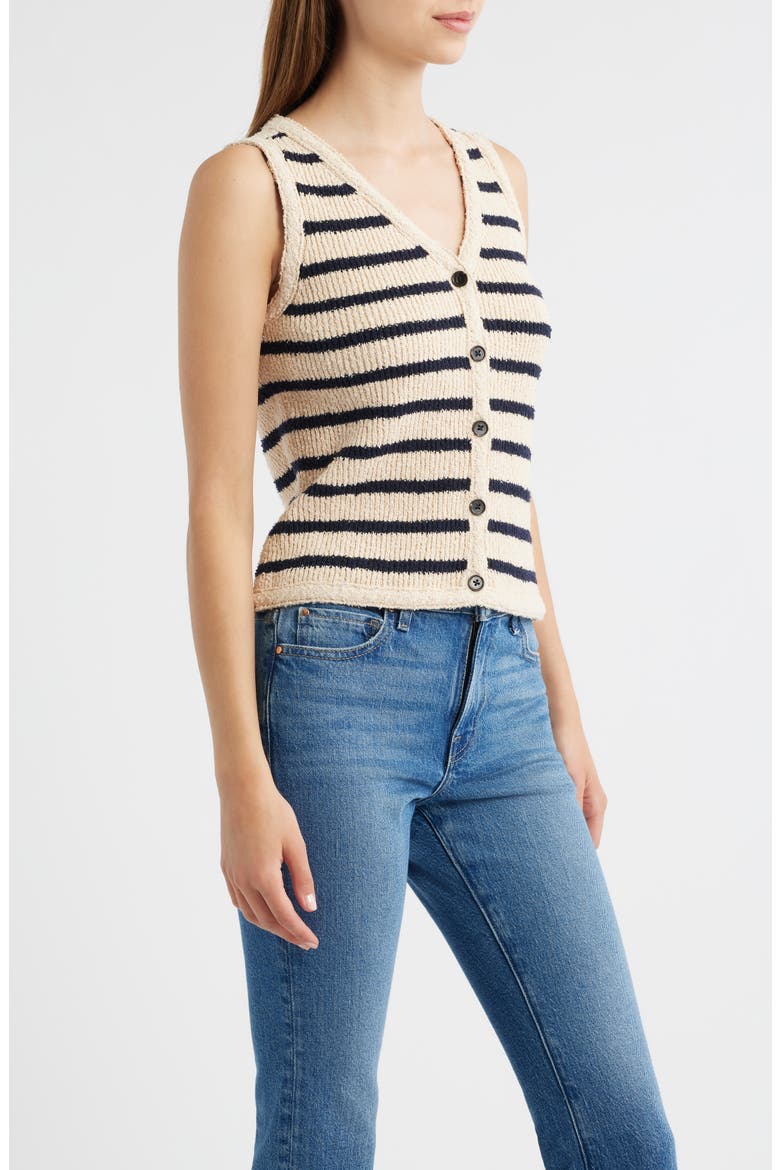 Sade Cotton Sweater Vest, Alternate, color, IVORY NAVY STRIPE