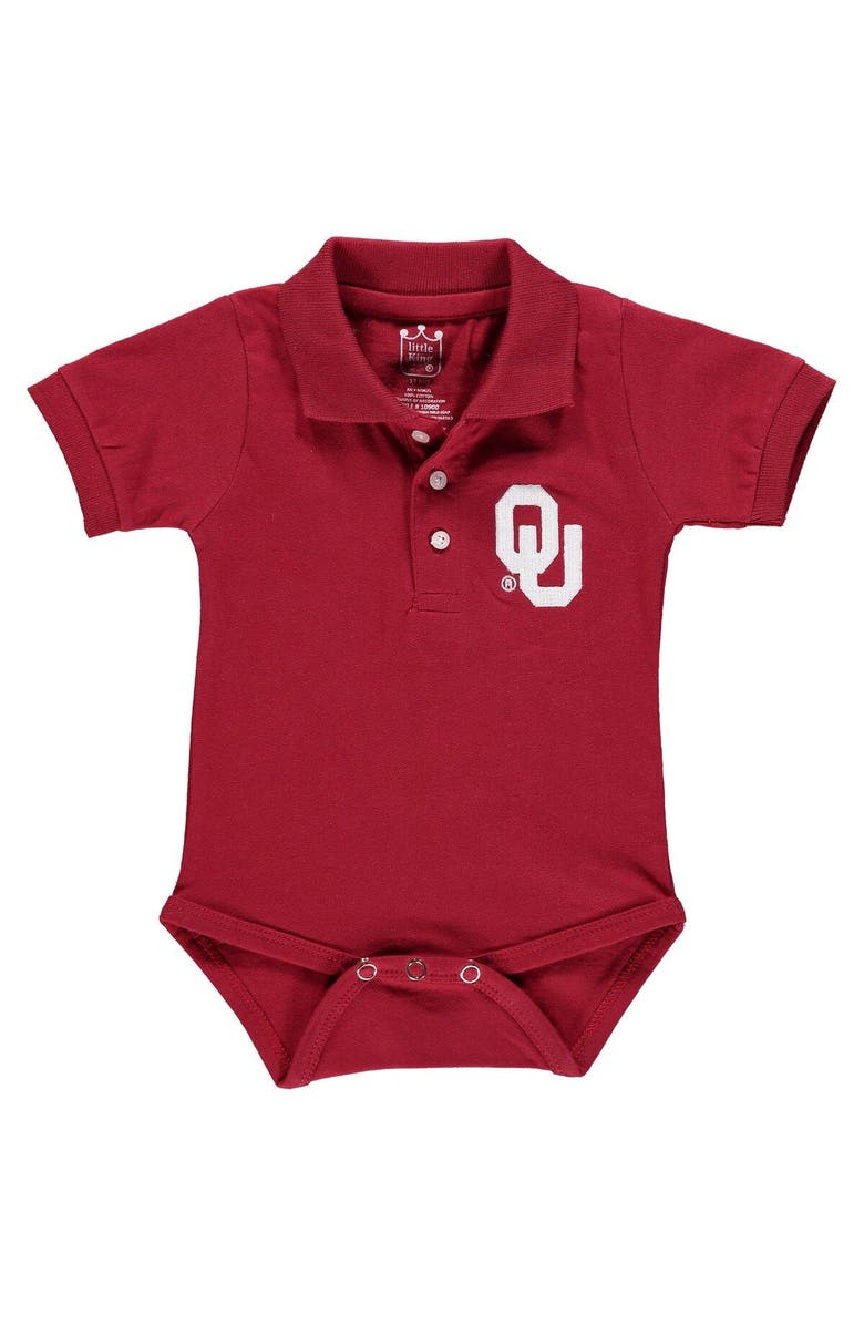 LITTLE KING Infant Crimson Oklahoma Sooners Polo Bodysuit, Main, color, Crimson