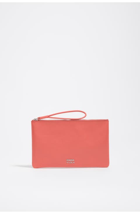 Medium Leather Zip Clutch