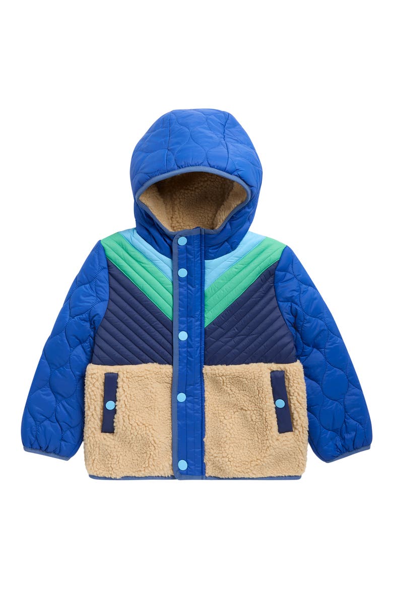 Kids' Chevron Quilted Fleece Jacket, Main, color, SURF THE WEB