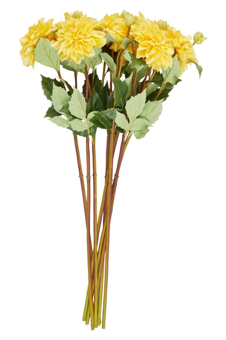 Set of Eight Yellow Dahlia Artificial Flowers, Alternate, color, YELLOW