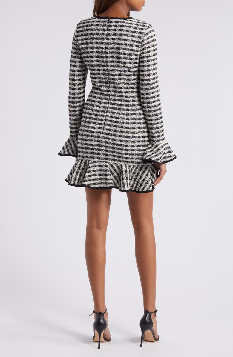 Black Halo Kiara Metallic Check Long Sleeve Minidress, Alternate, color,