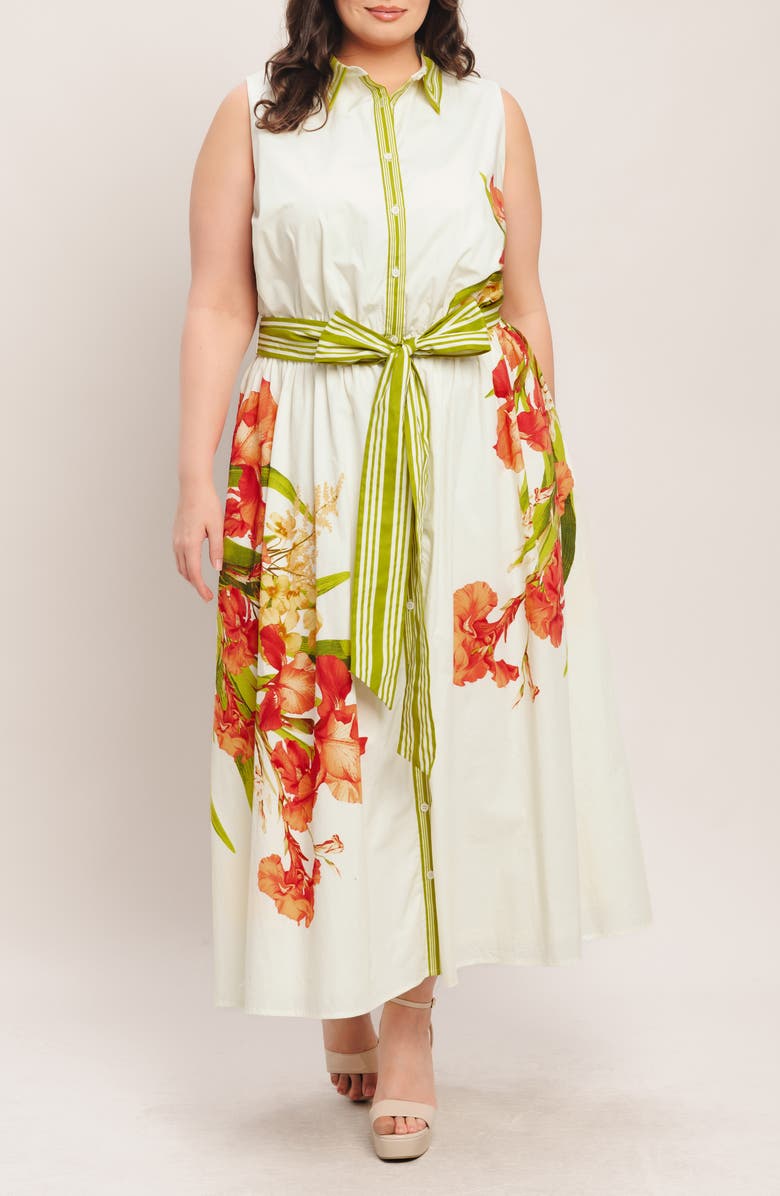 FLYING TOMATO Tie Waist Shirtdress, Alternate, color, Off White