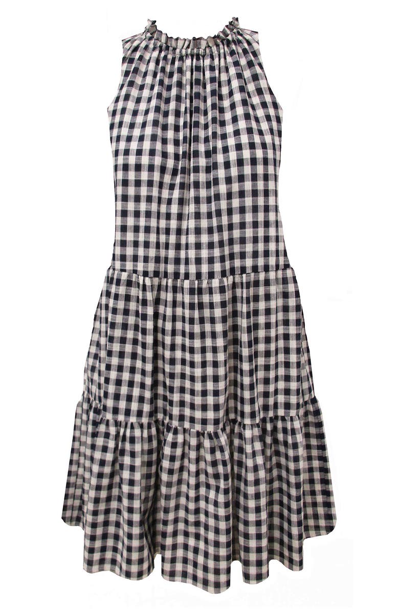 Robbie Bee Gingham Sleeveless Tiered Shift Dress, Main, color, 