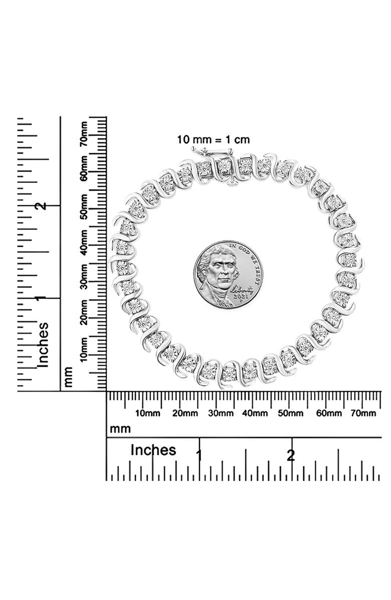Haus of Brilliance Silver 1/3 Cttw Miracle-Set Diamond "S" Link Tennis Bracelet, Alternate, color, White