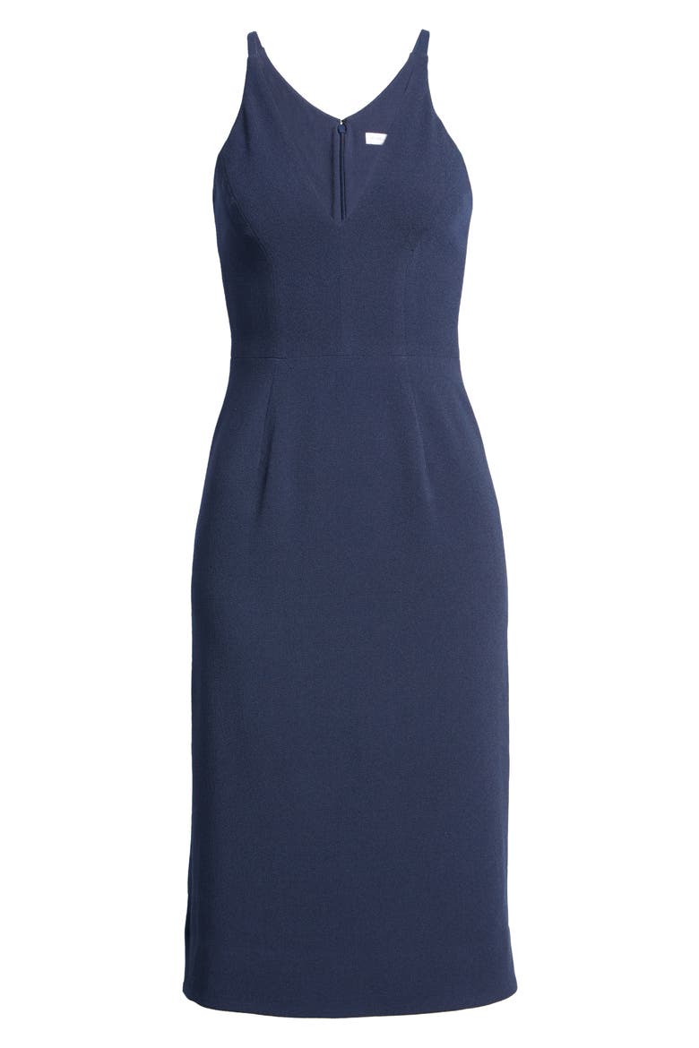 Lyla Crepe Cocktail Dress, Alternate, color, NAVY