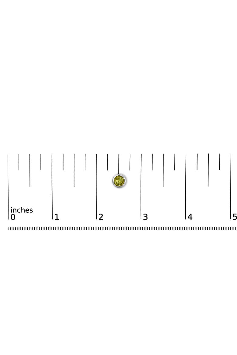 .925 Sterling Silver 6MM Bezel Set Created Gemstone Solitaire Stud Earrings, Alternate, color, Green Peridot