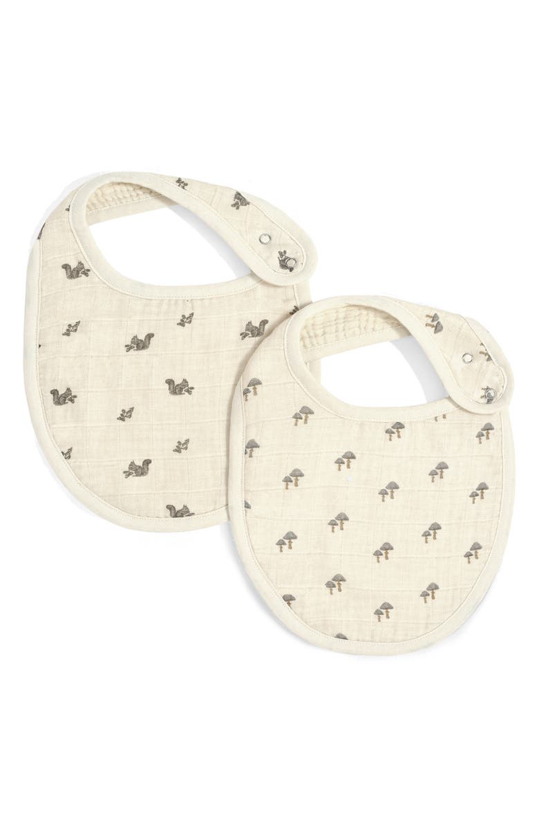 Oilo Assorted 2-Pack Organic Cotton Muslin Bibs, Main, color, Eggshell