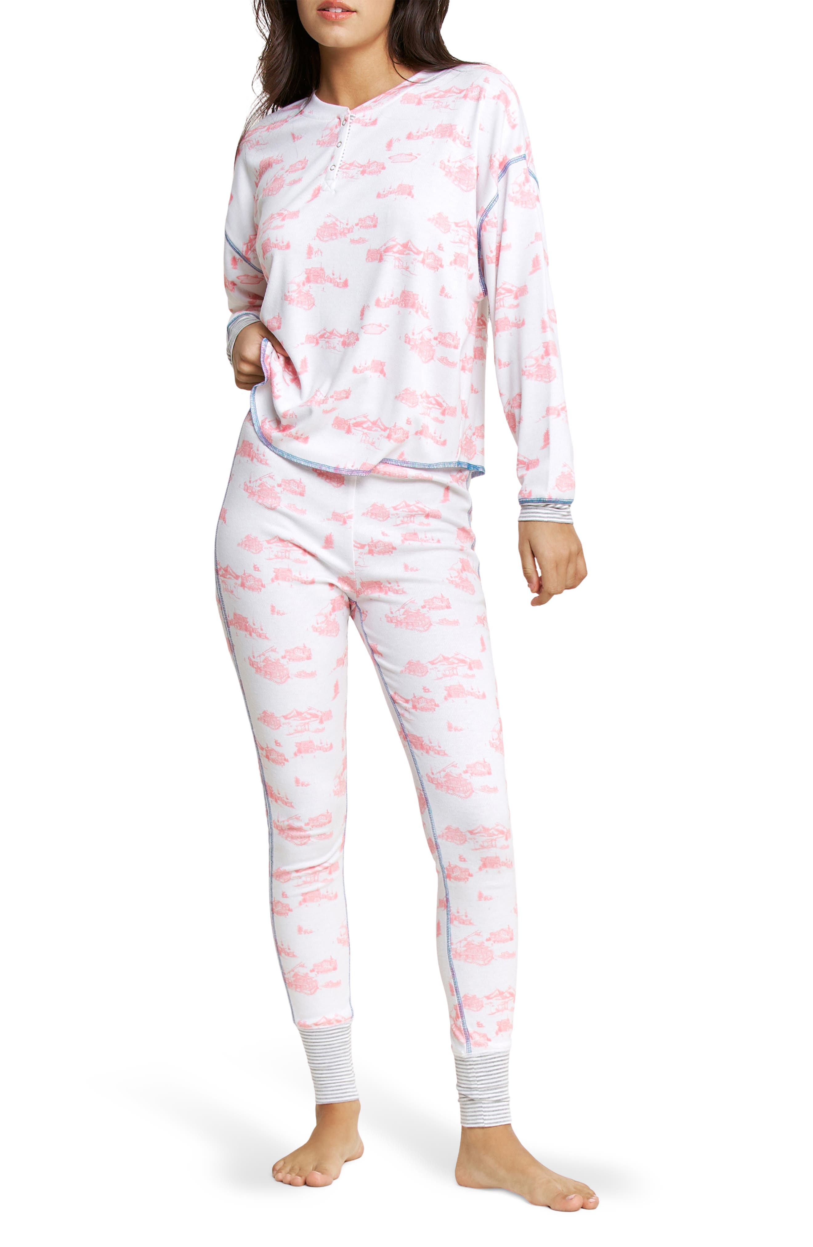 WHITE/ PINK CABIN TOILE