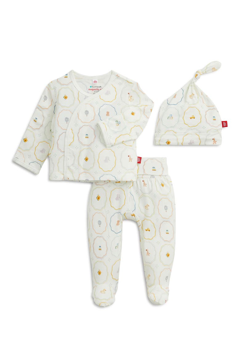Nursery Nostalgia Top, Footed Leggings & Hat Set, Main, color, NURCR