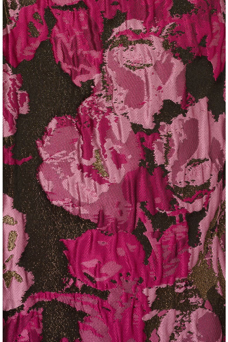Metallic Floral Jacquard Fit & Flare Dress, Alternate, color, PINK/ BLACK MULTI