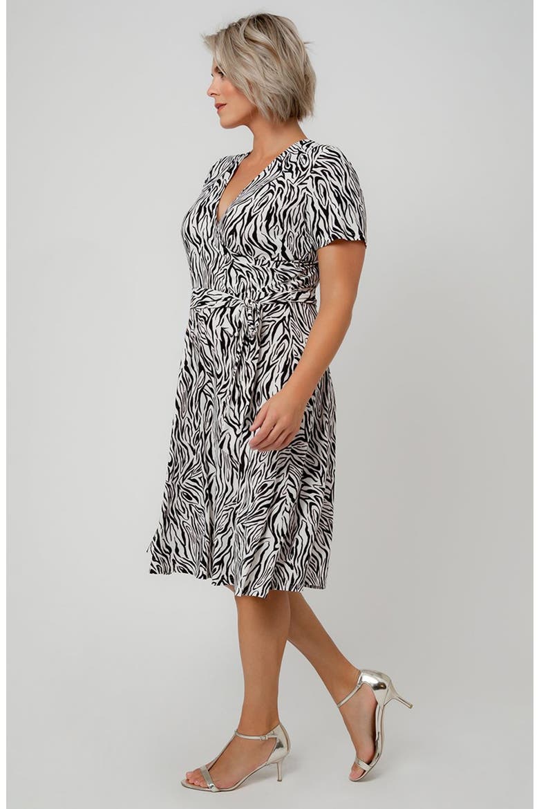 Perfect Wrap Midi Dress, Alternate, color, WZBB - WOODGRAIN ZEBRA