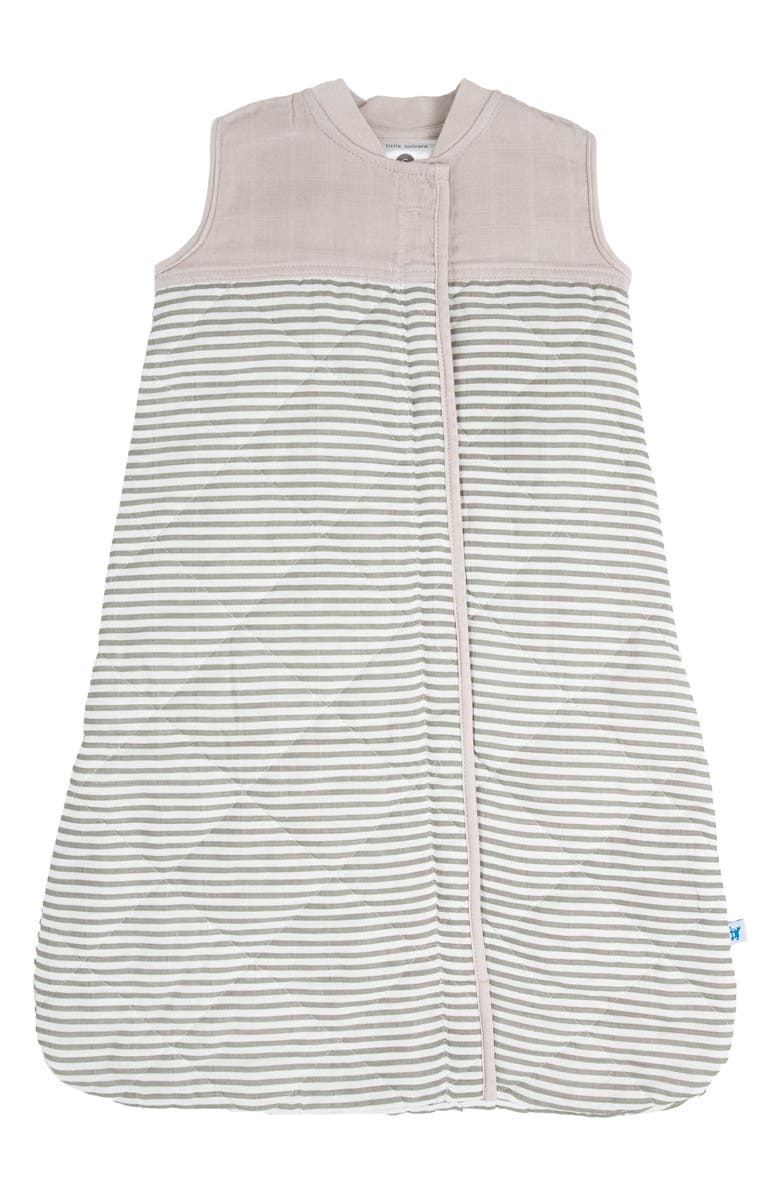 little unicorn Quilted Cotton Muslin Wearable Blanket, Main, color, Grey Stripe