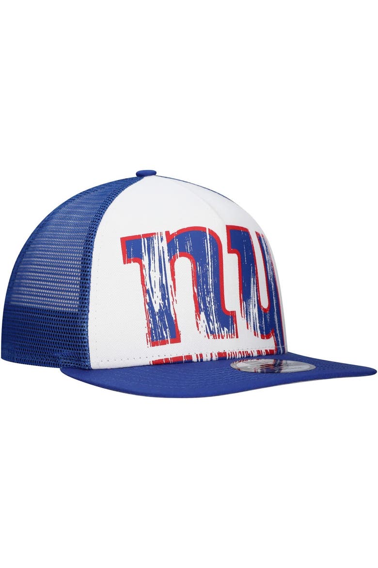 Men's New Era White/Royal New York Giants Distressed 9FIFTY A-Frame Snapback Hat, Alternate, color, White