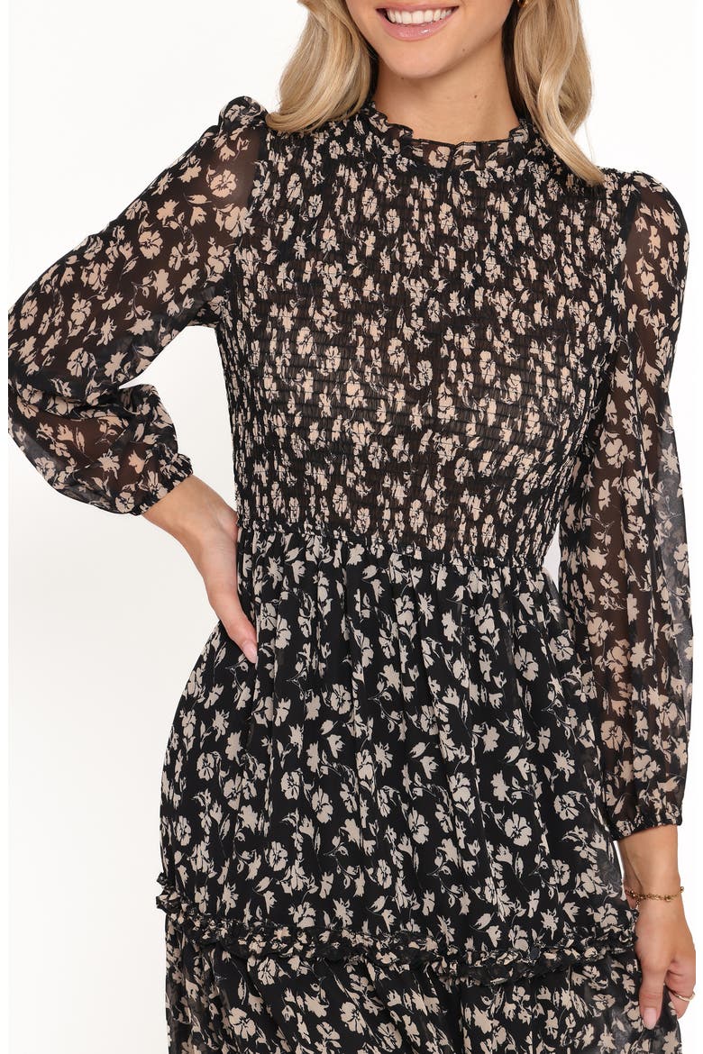 Edwina Floral Print Long Sleeve Dress, Alternate, color, BLACK DITSY FLORAL