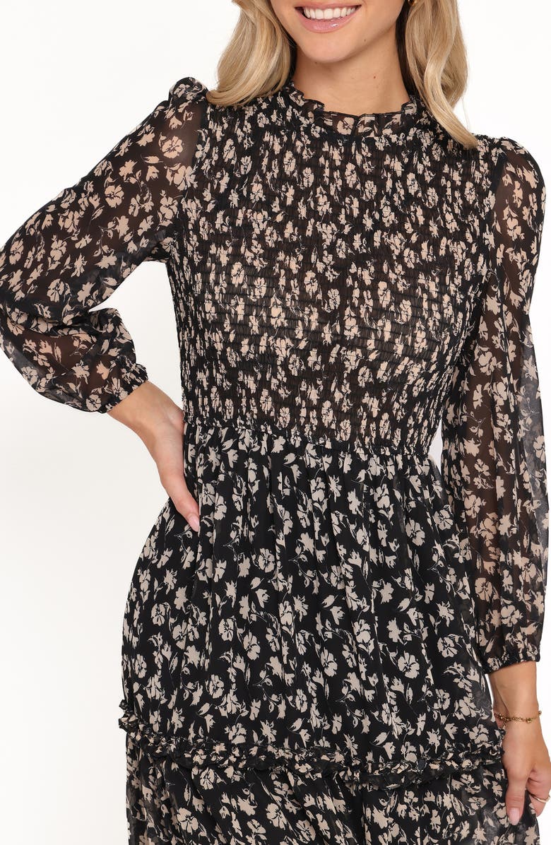 Petal & Pup Edwina Floral Print Long Sleeve Dress, Alternate, color, Black Ditsy Floral
