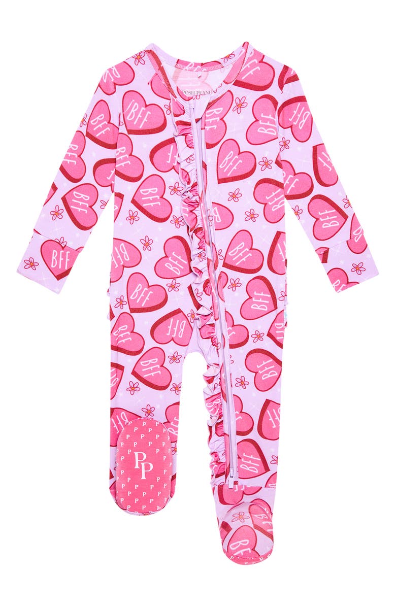 Posh Peanut Besties Ruffle Footie, Main, color, Purple